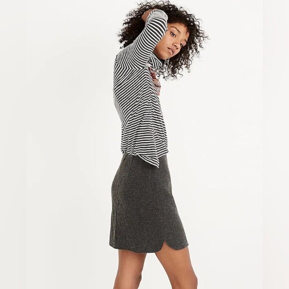 Madewell wool blend grey Shirttail Mini Skirt size 8 academia preppy fall winter - Picture 2 of 13